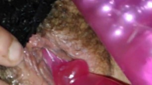Bisty wife tickling her pink pussy with her vibrator