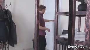 Poor stud allows sexy buddy to fuck his girlfriend for hard cash