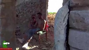 A voyeur and a couple sucking in the abandoned house&period; SAN134
