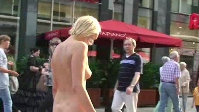 Sweet Blonde Babe Has Fun on Public Streets