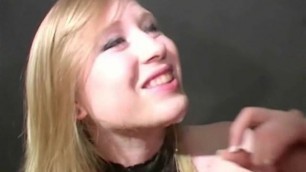 English Blonde Satine Spark Takes Facials in a Club Bukkake Party