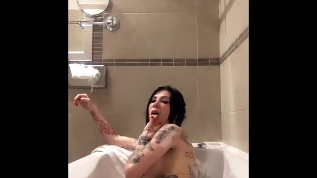 Horny Tattoed Stepsister Playing with Toys in a Bathtube during Holiday in Czech Republic