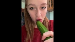 2 Cucumber Deepthroat. Blow Job